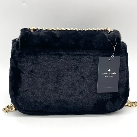 Kate Spade Faux Fur Small Crossbody Bag Black